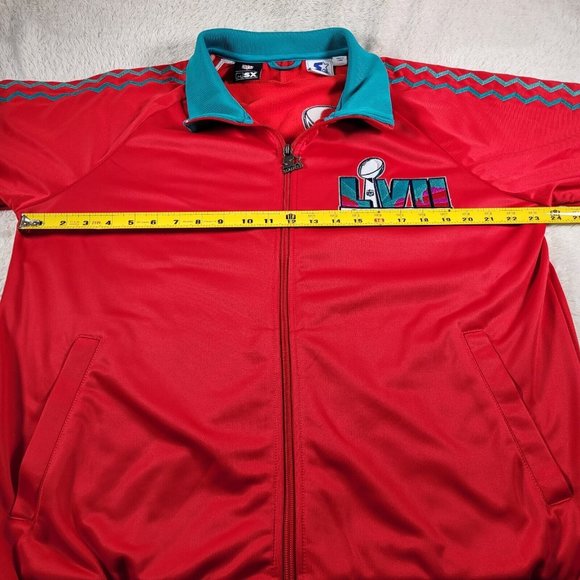 Starter Red Michael Strahan NFL Super Bowl LVII Embroidered Track Jacket Sz L - Picture 10 of 13